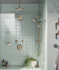 Modern shower with Wynford Three Quarter Inch Volume Control Valve Trim Kit in Polished Nickel Finish, valve required for S3600 installation.