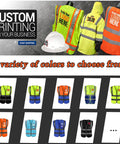 Custom High Reflective Safety Vest For Men And Women Slick Hi Vis Poly Blend Workwear With Bright Strips in various colors.