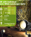RGBW Outdoor Pathway Lights 14 Pack With Connectors Color Changing Landscape Spotlights illuminating garden at night