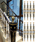 Badass Aluminum Balusters And Stair Spindles With Floor Face Mount Brackets And Slick Black Gold Flower Motif Railing Kit For Indoor Outdoor Decks And Bulletproof Durability House Upgrade 10 Pack - elegant staircase display