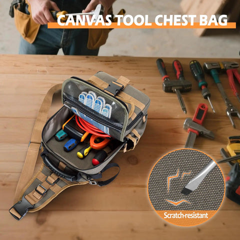 Built Different Electrician Tool Pouch Bag Featuring Heavy Duty Canvas And Twin Zippered Hvac Organizer Slots For Skilled Tradesmen Grinding Out Long Shifts