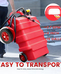Portable 60L Fuel Caddy With 12V DC Pump Self Priming Gas And Diesel Transfer Tank on wheels in use for transport