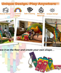 Hella Tough Parrot Chew Toy For Large Birds Natural Wood Blocks With Rope And Locking Carabiner shown with colorful design and parrots.
