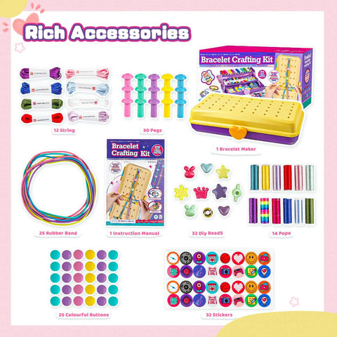 All In One Friendship Bracelet Kit For Girls Ages 8 To 12 With 3 Layer Storage Box Includes 26 String Bundles 32 Beads 25 Buttons