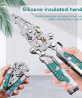 23 In 1 Foldable Go-To Electrical Pliers Multitool with Wire Stripper and Silicone Insulated Handle in use and folded view.