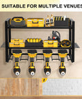 Heavy Duty 3 Tier Tool Organizer Wall Mount Set For Garage 2 Pack Cordless Drill Holder And Tool Shelves Stores Up To 8 Drills