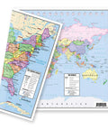 Two Sided United States And World Desk Map 13 By 18 Laminated For Students with US and world political maps shown