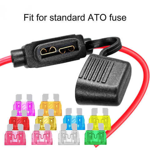Waterproof Inline Fuse Holder Kit With 12 Gauge Wire, 12 Inch Leads, IP65 Dust And Moisture Protected, Fits ATO ATC Fuse