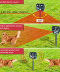 4 Pack Solar Ultrasonic Animal Repellers For Cats, Deer, And Squirrels, Outdoor Garden Yard Orchard Pest Deterrents With Ground Spikes Or Hanging Mounts, Sun Powered, Easy Install, Weatherproof, sensor view