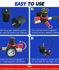 Weyleity turbo system leakage tester kit, 12-piece with adapter pairs; pressure gauge, regulator knob and hose.
