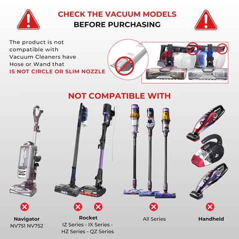 Compatibility warning for 3 Pack 1.25 Inch Horsehair Vacuum Brush Attachments with specific vacuum models not supported.