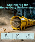 Heavy Duty 12 Inch Cylinder Fan Workhorse With 3200 CFM Airflow And 25 Foot PVC Ducting For Industrial Exhaust In Warehouses
