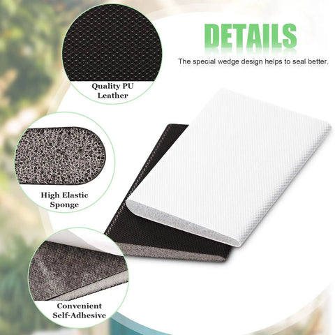Six Pack Self-Adhesive Door Corner Seals, Gap Filler Seal Strips Weather Stripping Draft Stopper in white and brown
