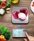 Wireless Separated Food Scale With LCD Display And Tare Function showing 822 grams of red onions