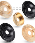 Pro Grade Woodworking Disc Set For Angle Grinders Four Inch And A Half Inch Includes Five Wood Carving Discs For Shaping Sanding Polishing And Quick Grinding Wheels With Five Eighth Inch Adapter Ring For Wood Cutting DIY Projects, five discs