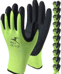 Non Slip Work Gloves For Men And Women With Water Based Latex Palm Coating Extra Duty 10 Pair Pack Durable Breathable Puncture Resistant Gloves For Indoor Outdoor Jobs Green Size Large Fits Most