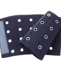 Built Tough Breathable Cut Resistant Wrist Sleeves And Forearm Guards For Heavy Duty Gardening Repair Or Mechanic Work, navy fabric with grommets.