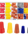 102 Pcs Wire Nut Connectors Kit With Colorful Caps And Spring Loaded Twist Nuts Portable Electrical Wire Nut Kit For Quick Easy Secure Connections And DIY Wiring Projects Plug And Play displayed in organizer