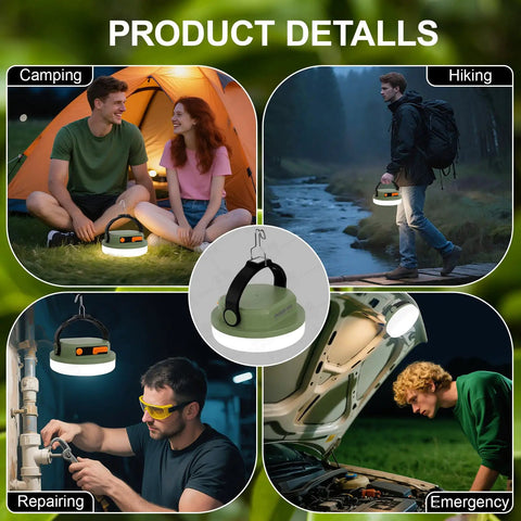 People using Rechargeable Camping Light Lantern With Six Modes And Three Color Temps, Waterproof Emergency Tent Light for various activities.