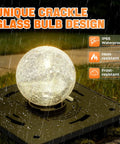 Crackle glass bulb of 12 Pack Solar Post Cap Lights For 4x4 Or 6x6 Wood Posts, IP65 waterproof, glowing in rain