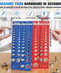 Hands using 82 Nut And Bolt Thread Checker Kit With Standard And Metric Gauges For The Garage Or Shop.