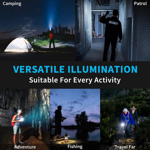 Rechargeable 1.5 Million Lumen Tactical Flashlight With Zoomable Beam for camping, patrol, adventure, fishing, and travel far activities.