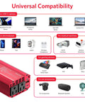 Image showing compatibility of Portable 300W Power Inverter Converts Dc 12V To Ac 110V With Dual Ac Outlets and USB ports.