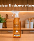 Daily Wood Cleaner Spray With Warm Almond Essence Knocks Out Stubborn Dust And Kitchen Grit While Skipping The Greasy Baggage Before It Sets In On Your Favorite Cabinetry And Hardwood in a kitchen setting.