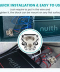 Two Way Power And Ground Distribution Block For Car Audio Zine Alloy In 0/2/4 Gauge And Out 4/8 Gauge Two Channel Amplifier Splitter Heavy Duty Grounding And Power Hub For Easy Install 1 Piece installed in car audio wiring