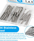 Top Notch 50 Piece 6 32 Machine Screw Knockout Pack With One Half Two Or One Three Quarter Inch Sizes For Outlet Box Mounting showing 304 stainless steel screws.