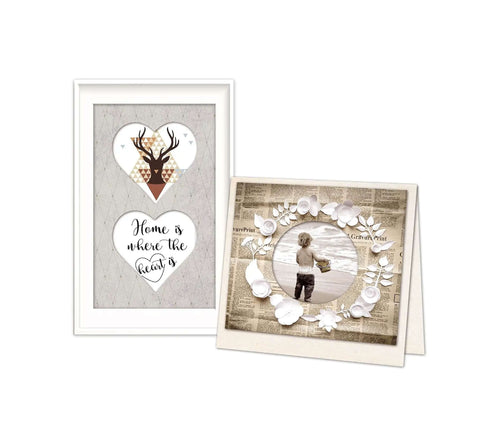 Framed crafts and scrapbook page featuring Oval Magnetic Punch For Paper Crafting And Scrapbooking with heart and circle cutouts.