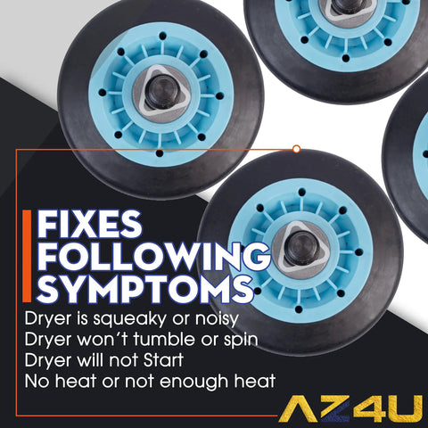 Dryer Repair Kit With Drum Rollers And Belt Pulley Replacement For Samsung Dryers DV210AEW XAA DV218AEW XAA DV330AEW XAA DV209AEW XAA DV218AEB XAA DV328AEW XAA DV350AEW XAA DV40J3000EW A2 DV45H7000EW A2 DV50K8600EV A3 Easy DIY Fix For Noisy Or Wobbly