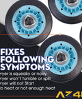 Dryer Repair Kit With Four Drum Rollers Belt And Pulley Replacement For Widely Used Front Load Dryers DC97-16782A image.