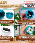 Battery Powered Foot Callus Remover installation showing battery compartment and battery insertion steps.