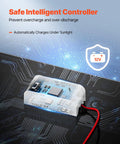 Close-up of smart controller for Go-To 20W 12V Solar Panel Battery Charger And Trickle Maintainer on circuit board background.