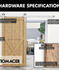 Brushed Nickel Sliding Barn Door Hardware Kit For One Door, 7 Foot Flat Track System With Beefy Straight Rollers, shown installed