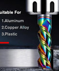 Carbide Square End Mill For Aluminum With Half Inch Diameter And Shank, 3 Inch Overall Length, 3 Flutes, DLC Rainbow Coating