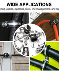 Taiss 222pcs stainless steel pipe and cable clamp set with rubber cushions; 10 sizes from 1/4 to 1-3/4 in, two screw types
