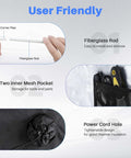 User-friendly features of fireproof and dustproof 3D printer enclosure for Neptune and Ender models with mesh pockets and power cord hole.