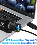 Blazing Fast 4K USB Webcam With 12 Megapixels And 120FPS Recording Killer Detail Golf Swing Camera 3X Optical Zoom mounted on a laptop.