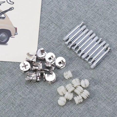 24 Sets Cam Lock Furniture Fasteners For Quick Cabinet Assembly Iron And Plastic Connectors With Bolts Nuts Dowels