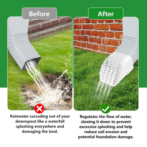Before and after showing Keep Those Darn Critters Out With This 3X4 Inch Gutter Downspout Extension And Removable Grid Type A Rodent Guard.