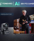 Smart PtZ Camera With 20x Optical Zoom And AI Auto Tracking Offers Crisp 1080p 60fps HDMI USB Output for church streaming scene.