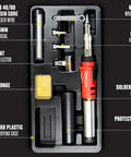 Cordless Butane Soldering Iron Kit Portable Micro Solder Torch Heat Gun With 3 Pro Grade Tips in plastic carrying case