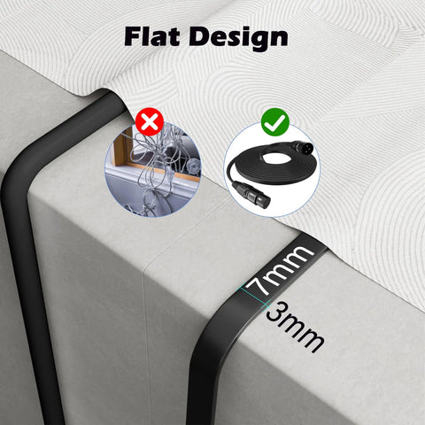 Flat XLR Male To XLR Female Microphone Cable 12 Ft Low Profile Balanced Shielded 3 Pin DMX Patch Cord, flat design, 7mm thick.