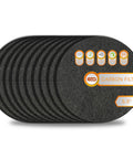 Charcoal Activated Carbon Fiber Air Filter For Kitchen Compost Bin Round 5.5 Inch, 10 Pack, shown in stack, odor busting feature.