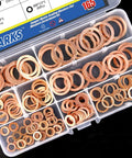 Copper Sealing Washers Set 165 Pieces Metric Flat Ring Copper Washers Assortment Eight Sizes M6 M20 in plastic case