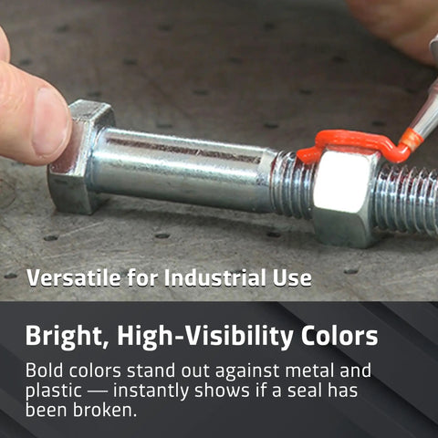 Top Notch Hot Pink Tamper Seal Inspection Paint For Bolts Fasteners With Instant Crack Detection Quick Drying Formula No Sweat Setup For Cars And Daily Driver Gearhead Hangouts One Point Five Ounces applied on a bolt for visibility.