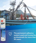 Marine Adhesive Sealant 5200 permanent structural polyurethane bonding and waterproof seal for boats, black cartridge image