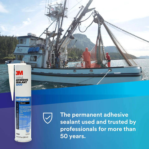 Marine Adhesive Sealant 5200 permanent structural polyurethane bonding and waterproof seal for boats, black cartridge image